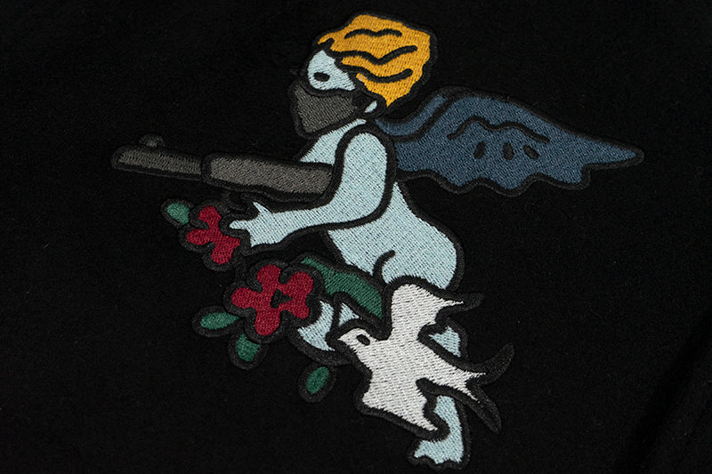 GRAF&WU Embroidered Angel Giraffe Thick Baseball Jacket
