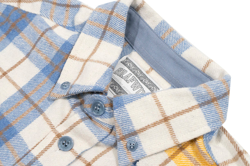 GRAF&WU Spliced Grid Ddesign Flannel Fashion Shirt
