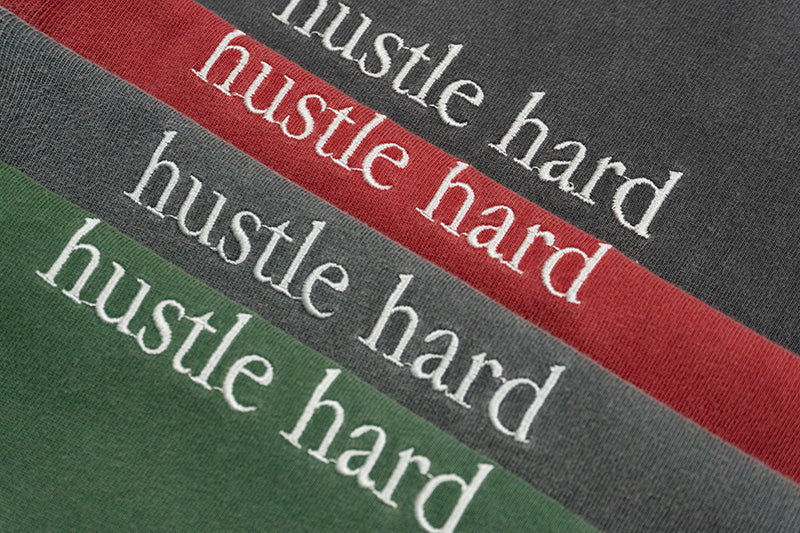 GRAF&WU Keep It Rare Hustle Hard Slogan Vintage Long-sleeve Shirt