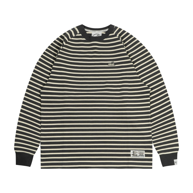 GRAF& WU Metal Giraffe Logo Streetwear Striped Long-Sleeve Shirt