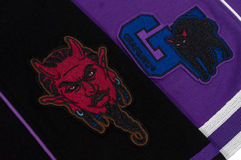 GRAF&WU Devil Two-Headed Sheep Embroidered Basketball Shorts