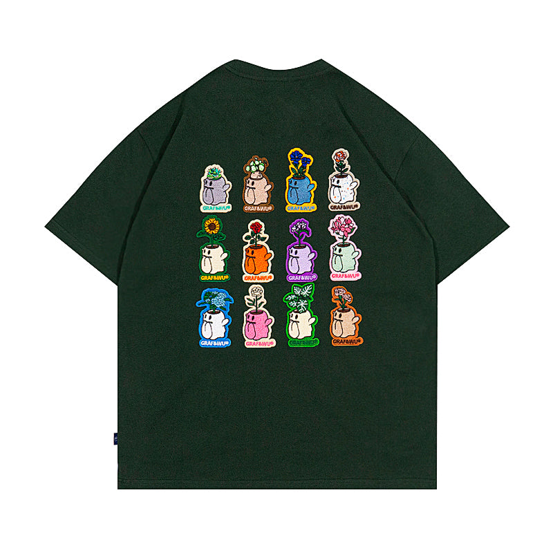 GRAFWU Flower Shop 12 Boo Ghost 2.0 Character Floral T-Shirt