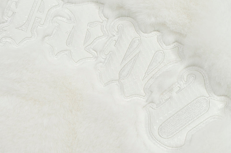 GRAF&WU Snakeskin Patch Embroidery Logo Faux Fur Jacket - Luxury Streetwear Coat