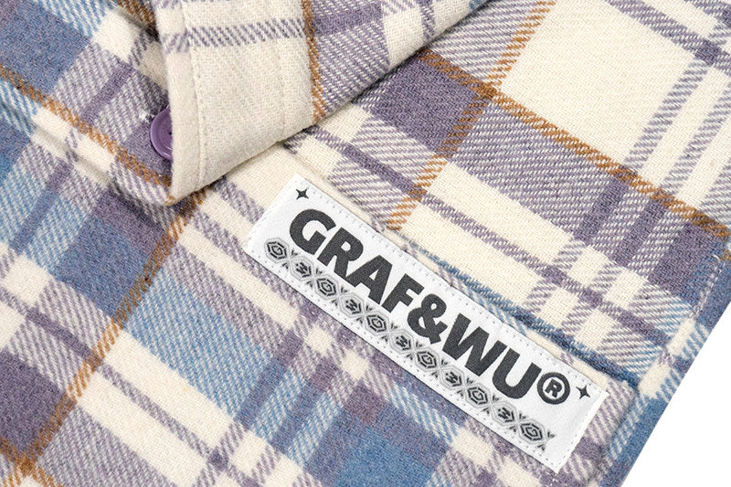 GRAF&WU Brand Letter Embroidered Fashion Flannel Loose Shirt