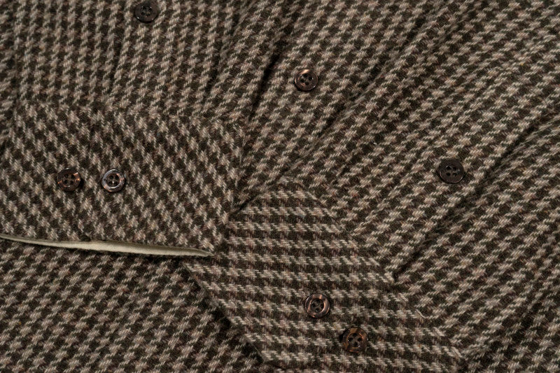 GRAF&WU Embroidered Off-road Vehicle Houndstooth Wool Shirt Coat