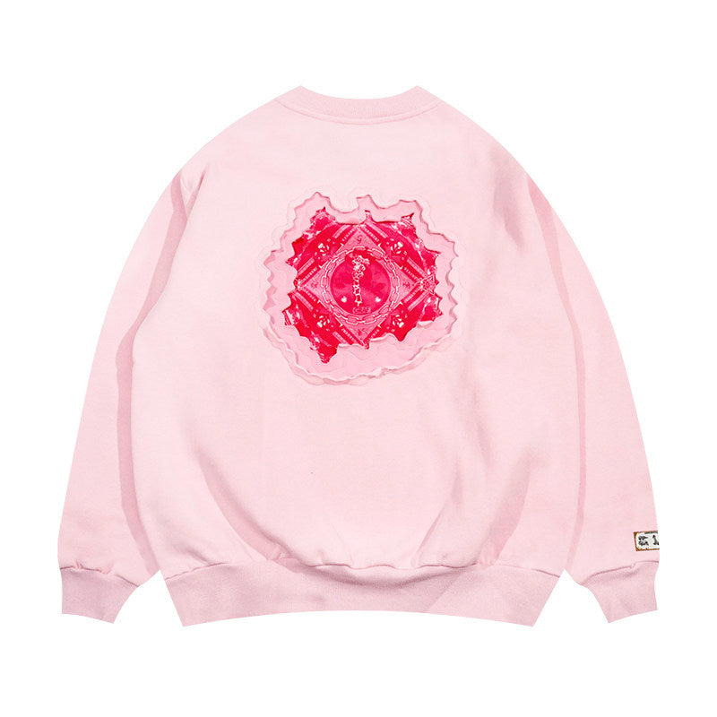 GRAF&WU Classic Erosion 2.0 3D Design Casual Fleece Crew Neck Sweatshirt