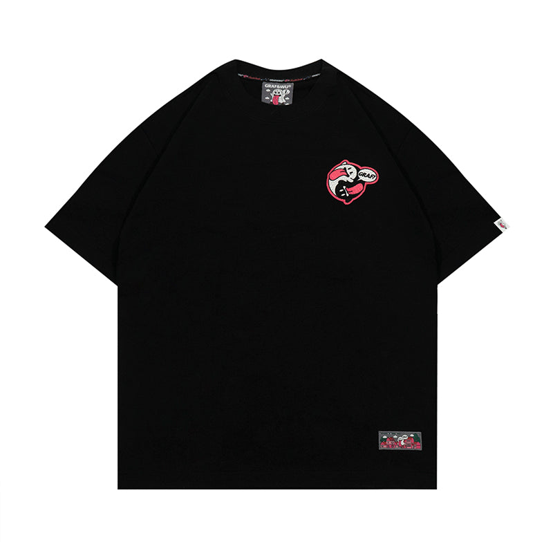 GRAF&WU T-Shirts 12 Natural Elements Cute Ghost Design T-Shirts Tai Chi Pattern Summer T-Shirt Embroidered Cotton Short Sleeve