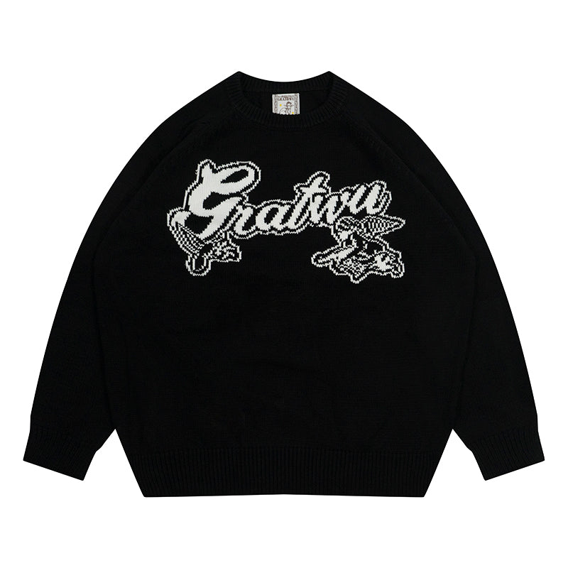 GRAF&WU Letter AK47 Little Angel Knitted Warm Sweater