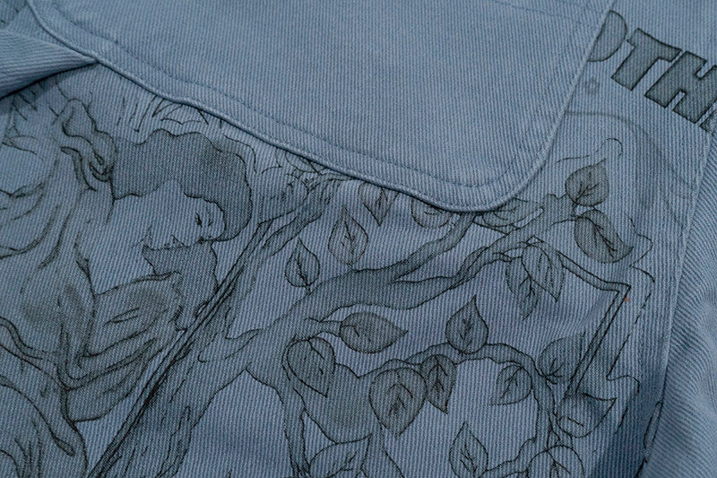 GRAF&WU Vintage Distressed Cargo Shorts | Giraffe Floral Canvas