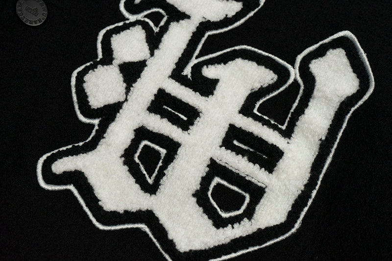 GRAF&WU Embroidered Wool Blend Thick Coat Baseball Jacket