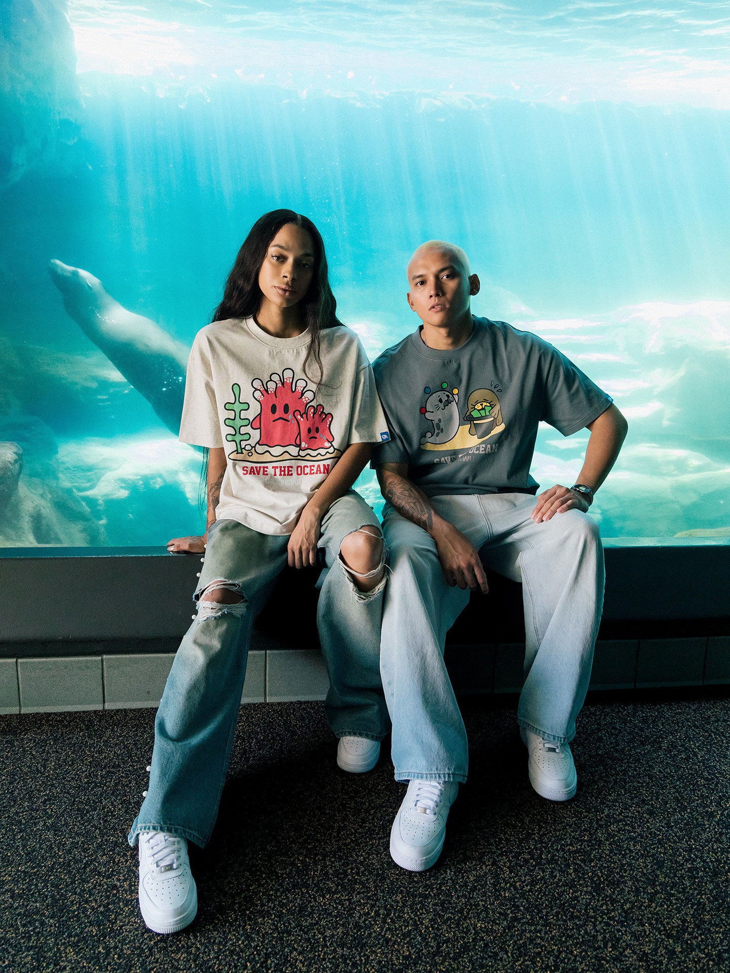 GRAF&WU Protect Ocean Nature Themed Cute Ghost T-shirt