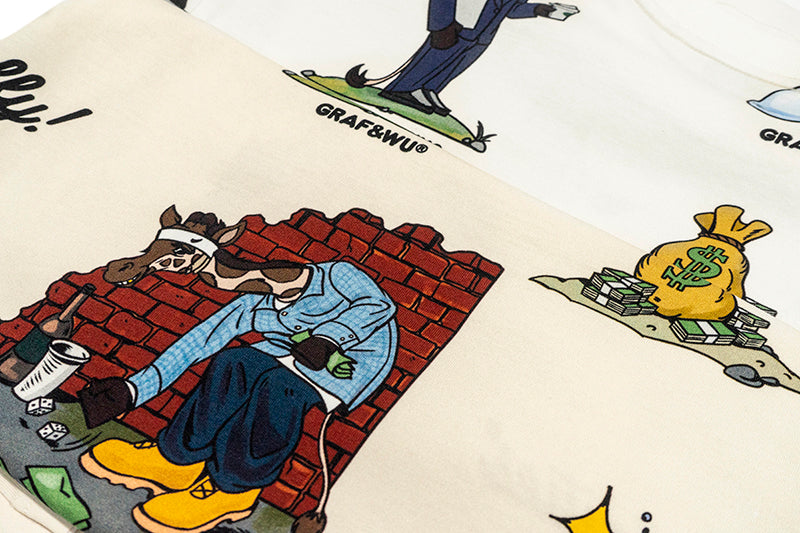 GRAF&WU T-Shirts Street Activity Giraffe Pattern Design Short Sleeve Street Hip-Hop Fashion Short Sleeves Men Cotton Summer T-Shirt Casual Tees