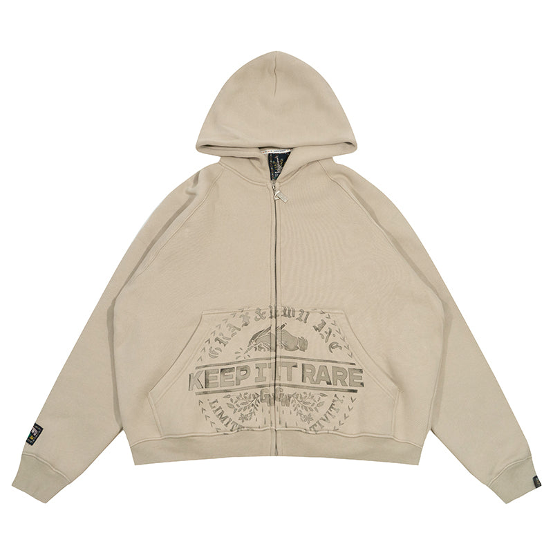 GRAF&WU Vintage AK47 Angel Barn Thick Fleece Zip-up Hoodie