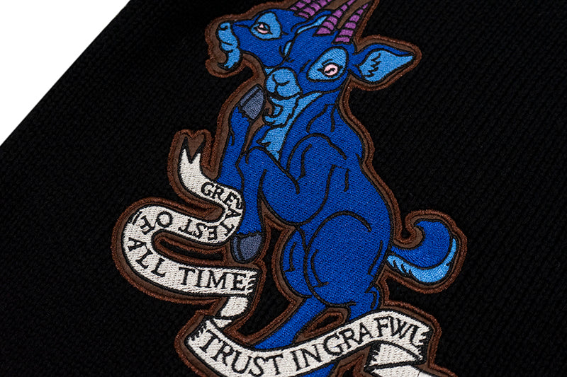 GRAF&WU Devil Two-Headed Sheep Emblem Knitted Sweater