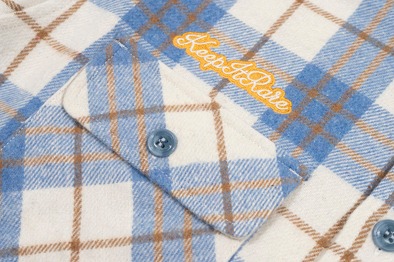 GRAF&WU Spliced Grid Ddesign Flannel Fashion Shirt