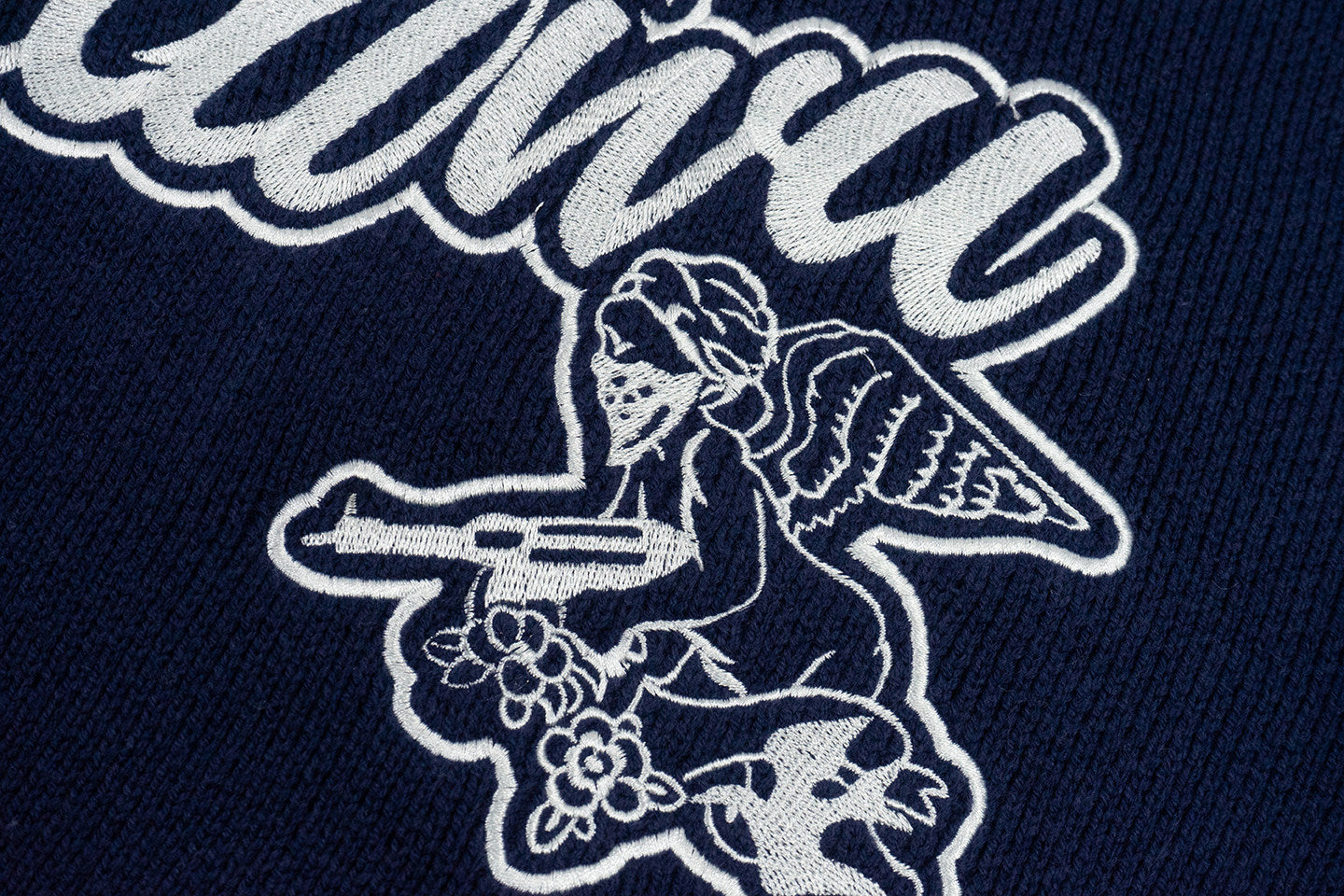 GRAF&WU Trust In Graf Embroidered AK47 Angel Knitted Hoodie Sweater