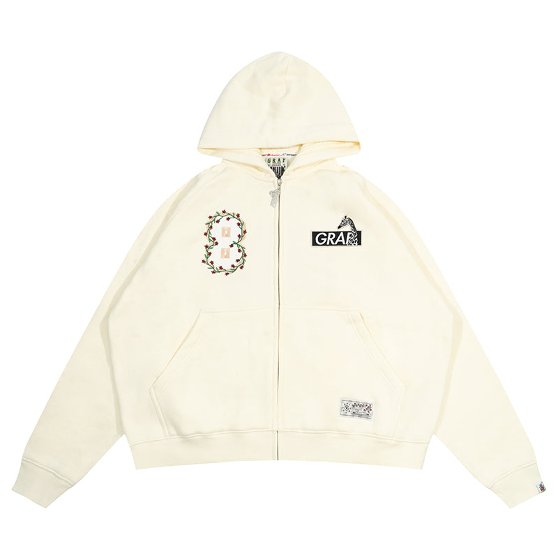 GRAF&WU Blokecore Football Club Floral Angel Fleece Zip-up Hoodie