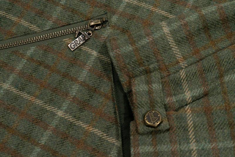 GRAF&WU Leather Collar Luxury Wool Retro Plaid Detroit Jacket