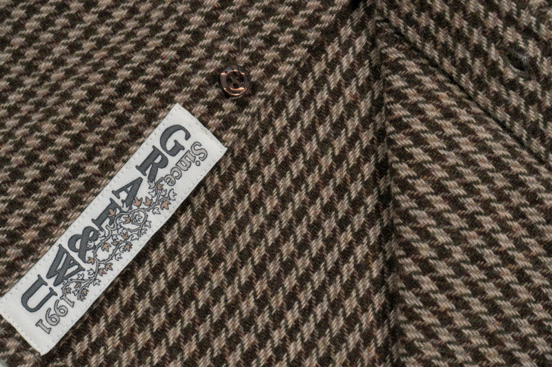 GRAF&WU Embroidered Off-road Vehicle Houndstooth Wool Shirt Coat