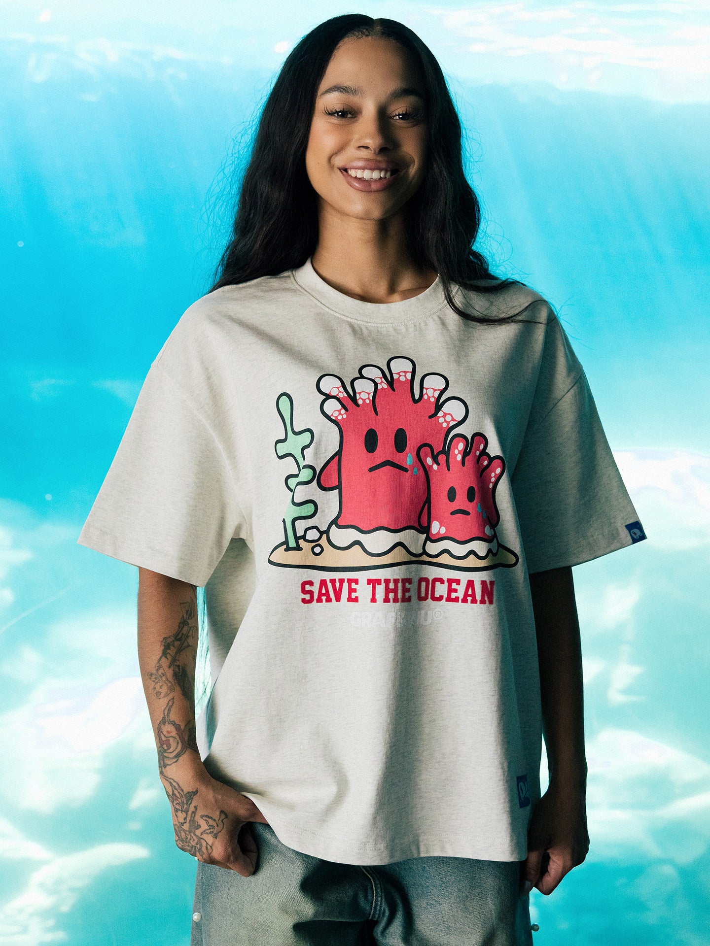 GRAF&WU Protect Ocean Nature Themed Cute Ghost T-shirt
