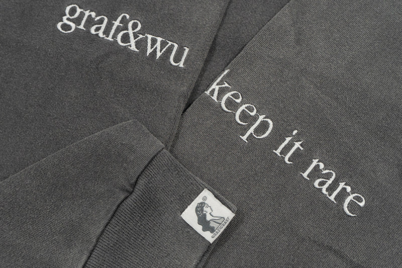 GRAF&WU Keep It Rare Hustle Hard Slogan Vintage Long-sleeve Shirt