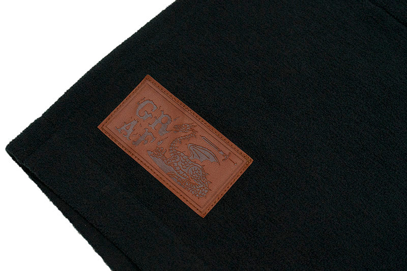 GRAF&WU Leather Dragon Label Chenille Knit Solid Sports Shorts