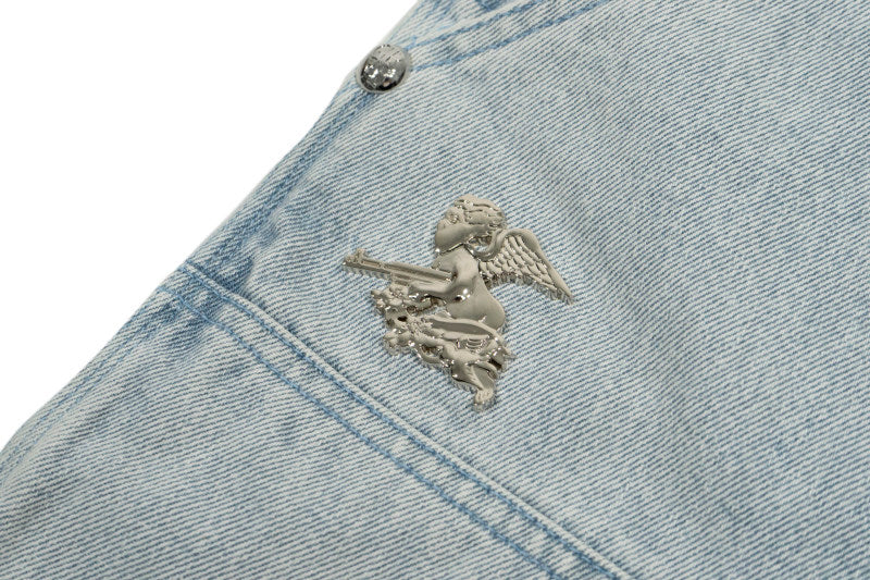 GRAF&WU Tough Guy AK47 Angel Giraffe Metal Logo Thick Lumberjack Shorts