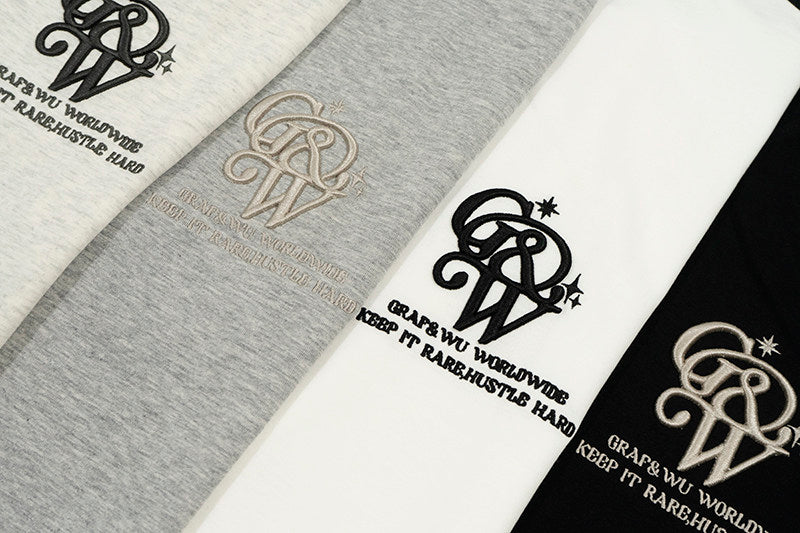 GRAF&WU Brand Letter 3D Embroidered Cooling Causal Loose T-Shirt