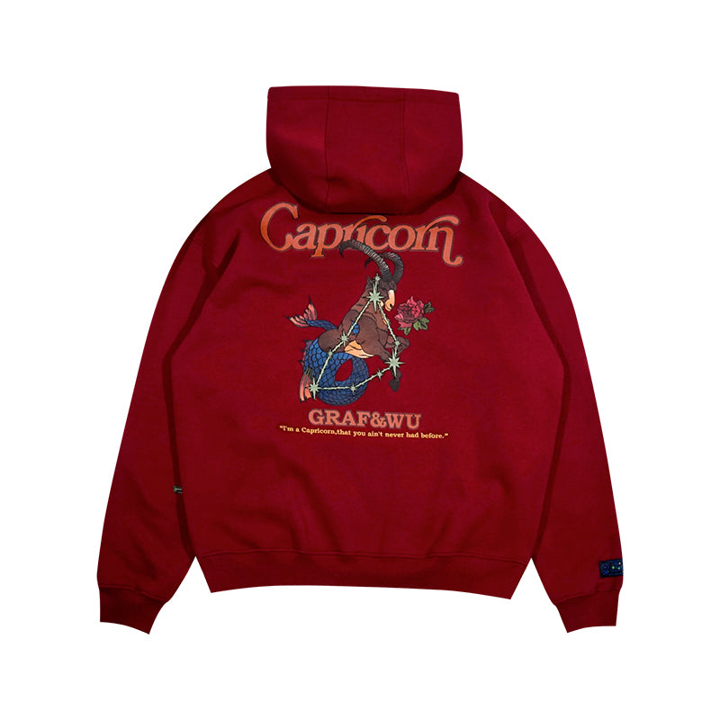 GRAF&WU 12 Constellation Rap Lyrics Embroidery Print Hoodie