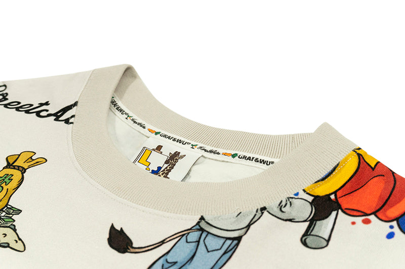 GRAF&WU T-Shirts Street Activity Giraffe Pattern Design Short Sleeve Street Hip-Hop Fashion Short Sleeves Men Cotton Summer T-Shirt Casual Tees