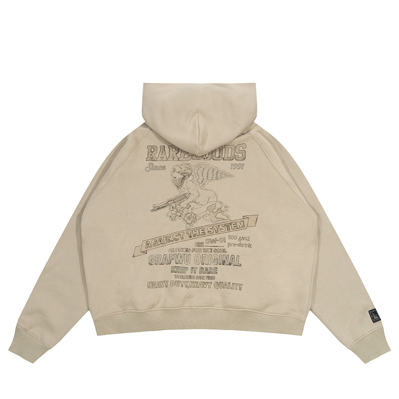 GRAF&WU Vintage AK47 Angel Barn Thick Fleece Zip-up Hoodie