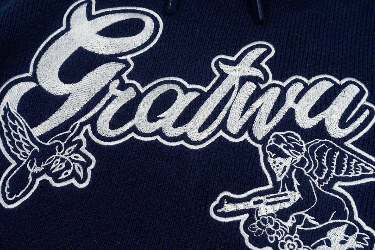 GRAF&WU Trust In Graf Embroidered AK47 Angel Knitted Hoodie Sweater