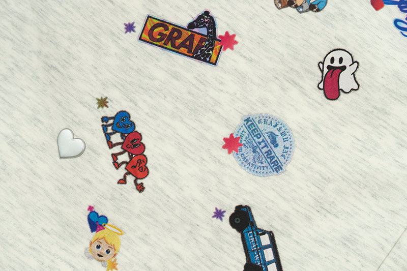 GRAFWU Y2k Sticker Design Pattern Bermuda Shorts