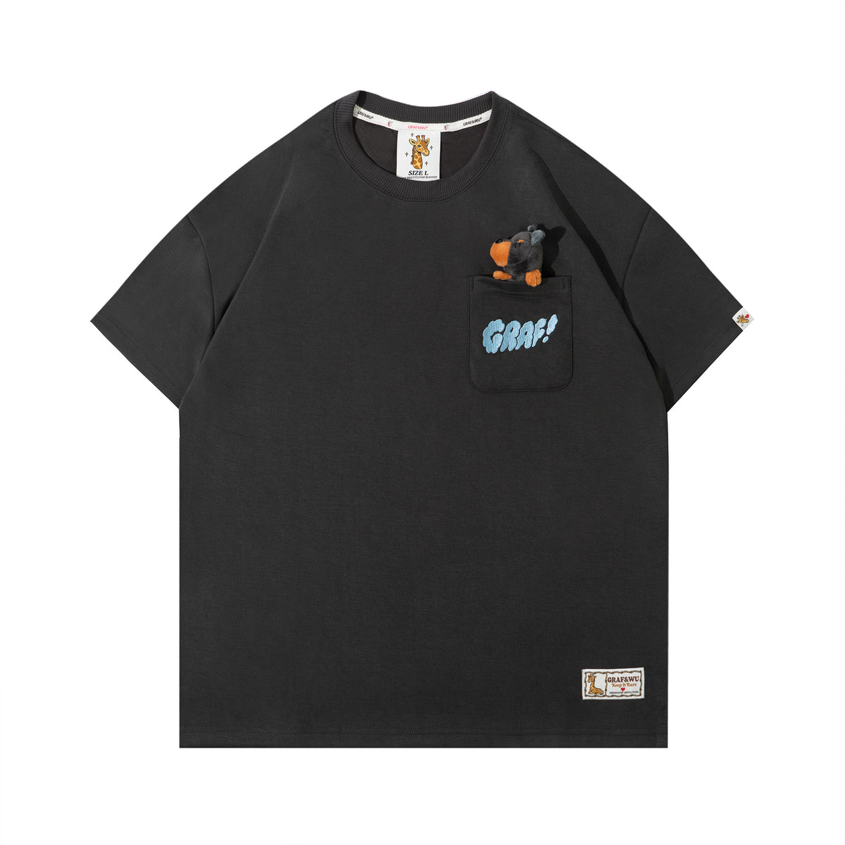 GRAF&WU Pocket Plush Doll Giraffe Angel Cute Ghost Characters Design T-Shirt