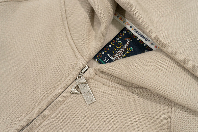 GRAF&WU Vintage AK47 Angel Barn Thick Fleece Zip-up Hoodie