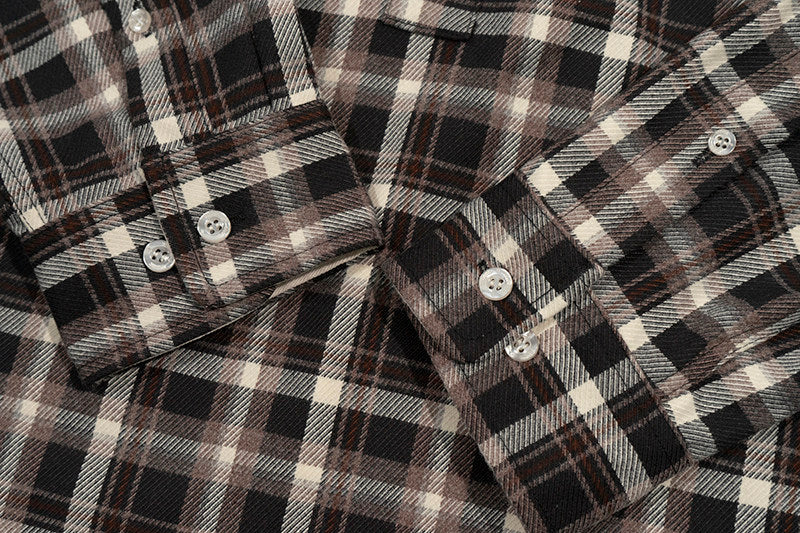 GRAF&WU Brand Giraffe Embroidery Plaid Loose Thin Shirt