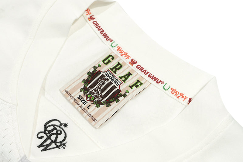GRAF&WU T-shirt【Football Club】Floral Embroidery Short Sleeve Ice Hockey Sports Mesh Jersey Men's Breathable Cool Summer Short Sleeves
