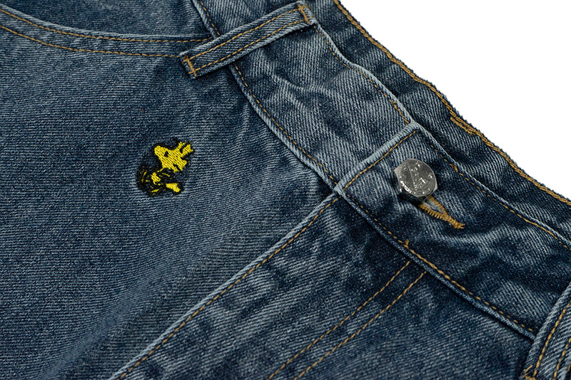 GRAF X Peanuts【Snoopy Collaboration】Jeans Charlie Brown Lucy Embroidered Pants Baggy Fit Denim Trousers Men Women Classic Straight-Leg Denim
