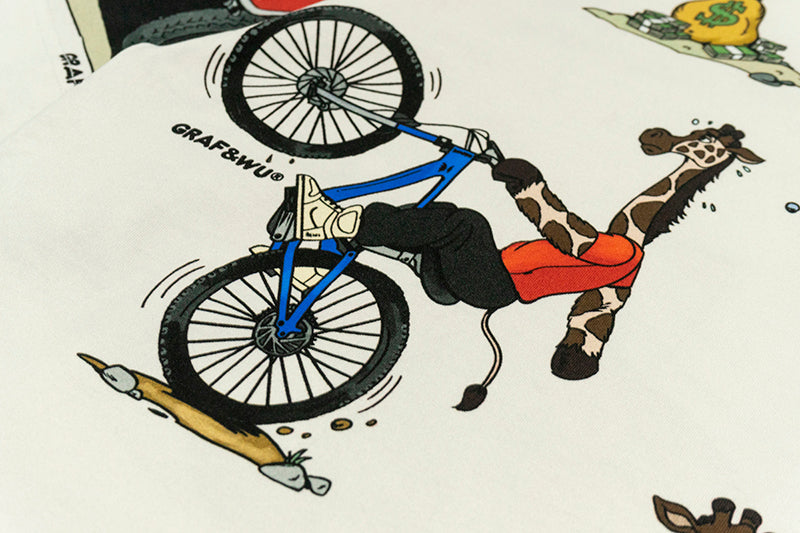 GRAF&WU T-Shirts Street Activity Giraffe Pattern Design Short Sleeve Street Hip-Hop Fashion Short Sleeves Men Cotton Summer T-Shirt Casual Tees