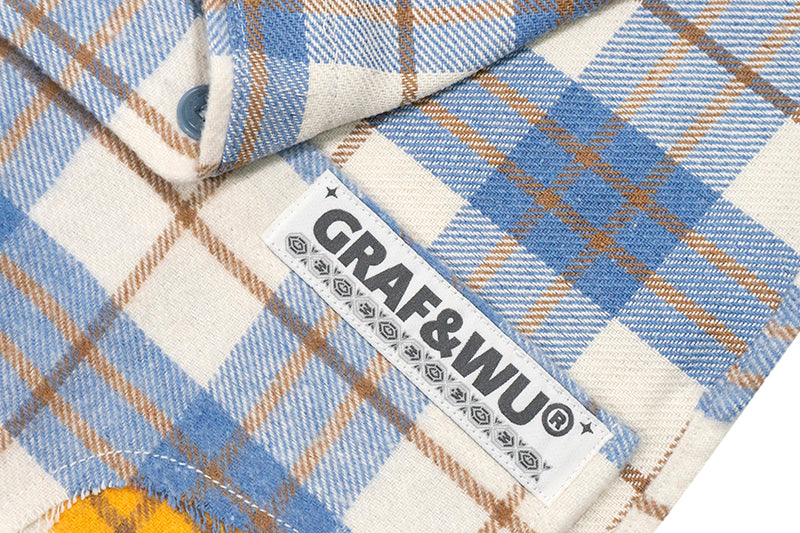 GRAF&WU Spliced Grid Ddesign Flannel Fashion Shirt