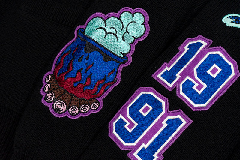 GRAF&WU Devil Two-Headed Sheep Emblem Knitted Sweater