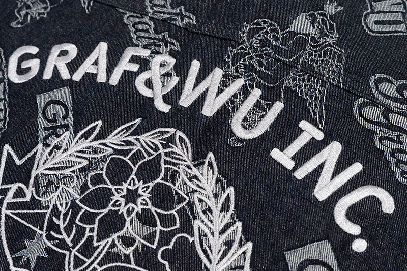 GRAFWU Jacquard Craft Pattern Design Denim Sleeveless