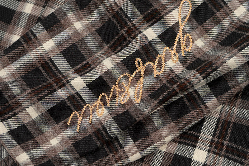 GRAF&WU Brand Giraffe Embroidery Plaid Loose Thin Shirt