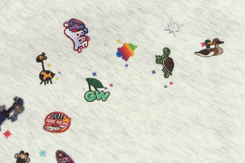 GRAFWU Y2k Sticker Design Pattern Bermuda Shorts