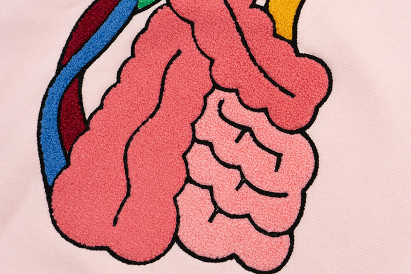 GRAF&WU Sweet Anatomy Cute Ghost Velcro Plush Pink Viscera Fleece Hoodie