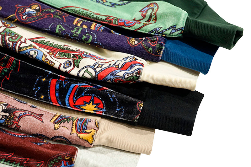 GRAF&WU Paisley Velvet Patchwork Pattern Long-Sleeve Shirt