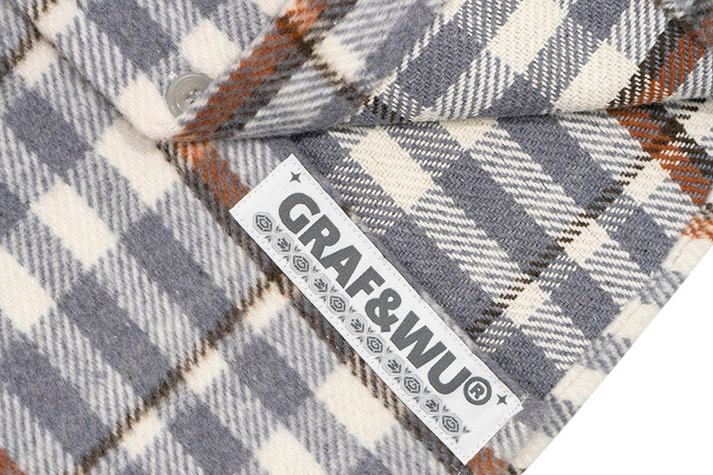 GRAF&WU Giraffe Embroidered Flannel Loose Plaid Shirt