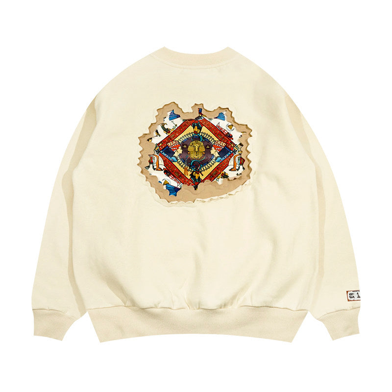 GRAF&WU Classic Erosion 2.0 3D Design Casual Fleece Crew Neck Sweatshirt