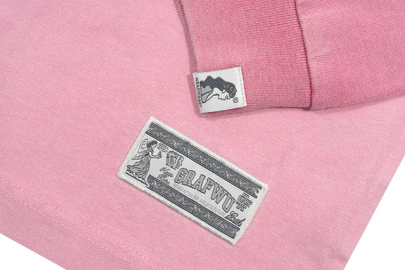 GRAF&WU Washed Distressed Phantom Letter Print Couple Raglan Long Sleeves