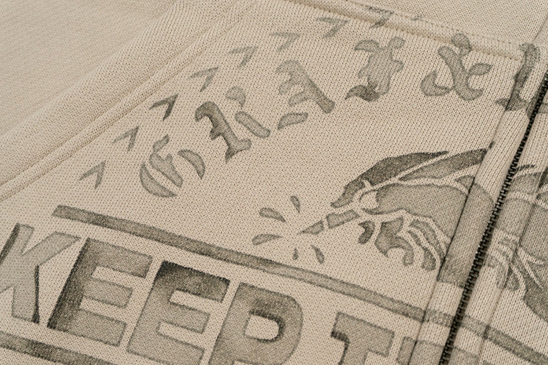 GRAF&WU Vintage AK47 Angel Barn Thick Fleece Zip-up Hoodie